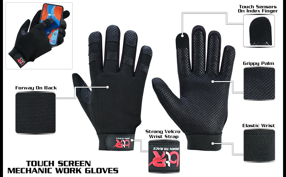 Black Mechanic Gloves for Men
