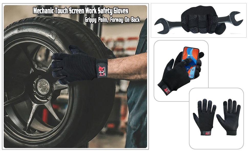 Black Mechanic Gloves for Men