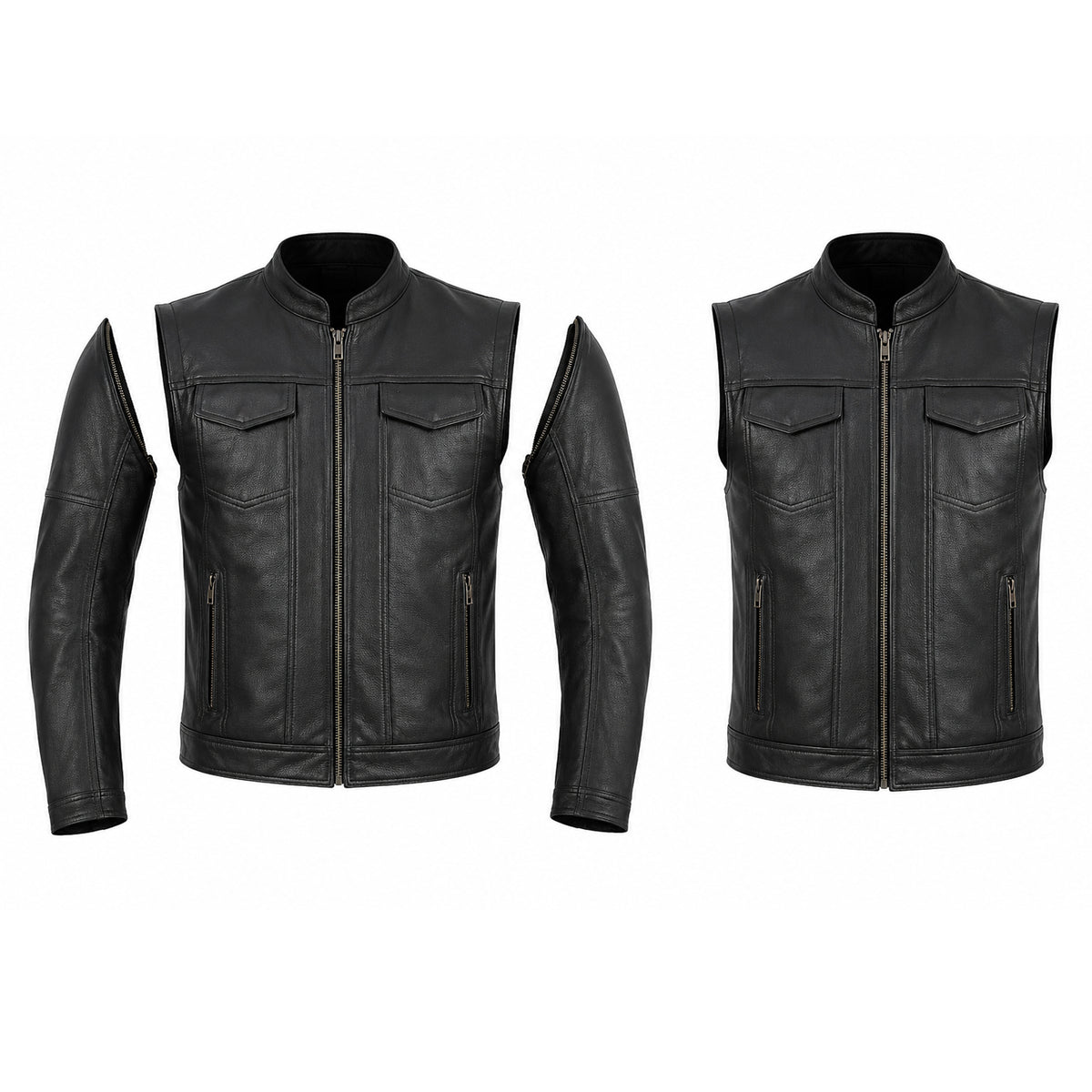 Maverick - Men’s Convertible Leather Motorcycle Jacket