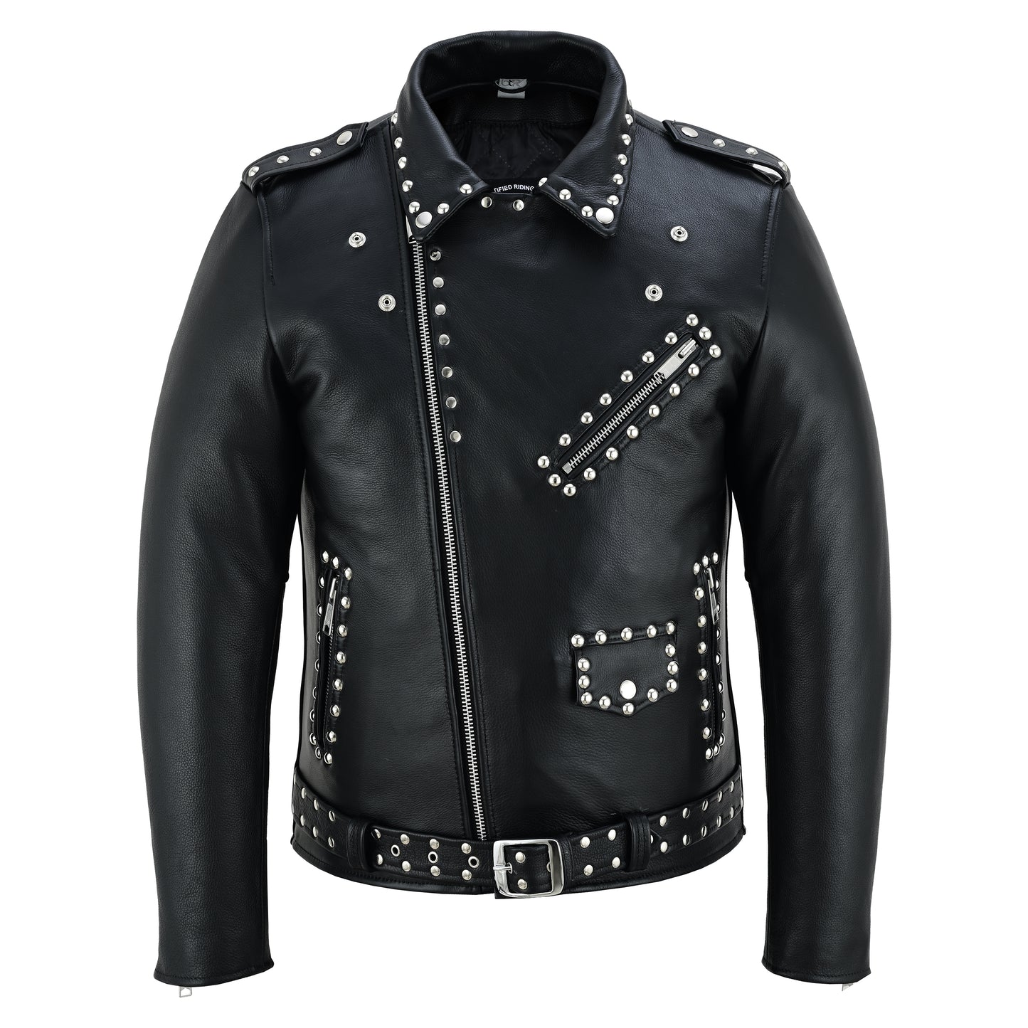 Men’s Leather Motorcycle Brando Steel Stud Jacket