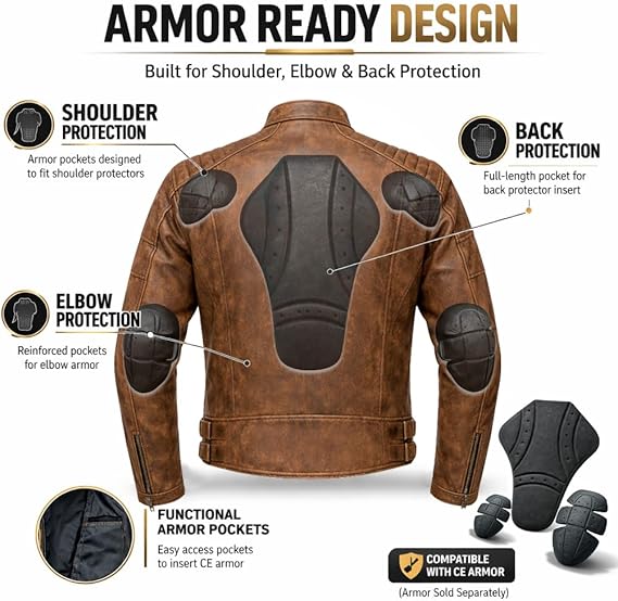 Roadstar Men's Biker Leather Motorcycle Jacket