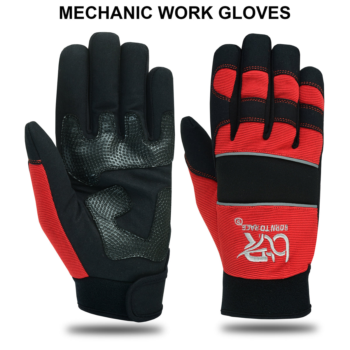 Mechanic Work Gloves Padded Safety with Elastic Cuff