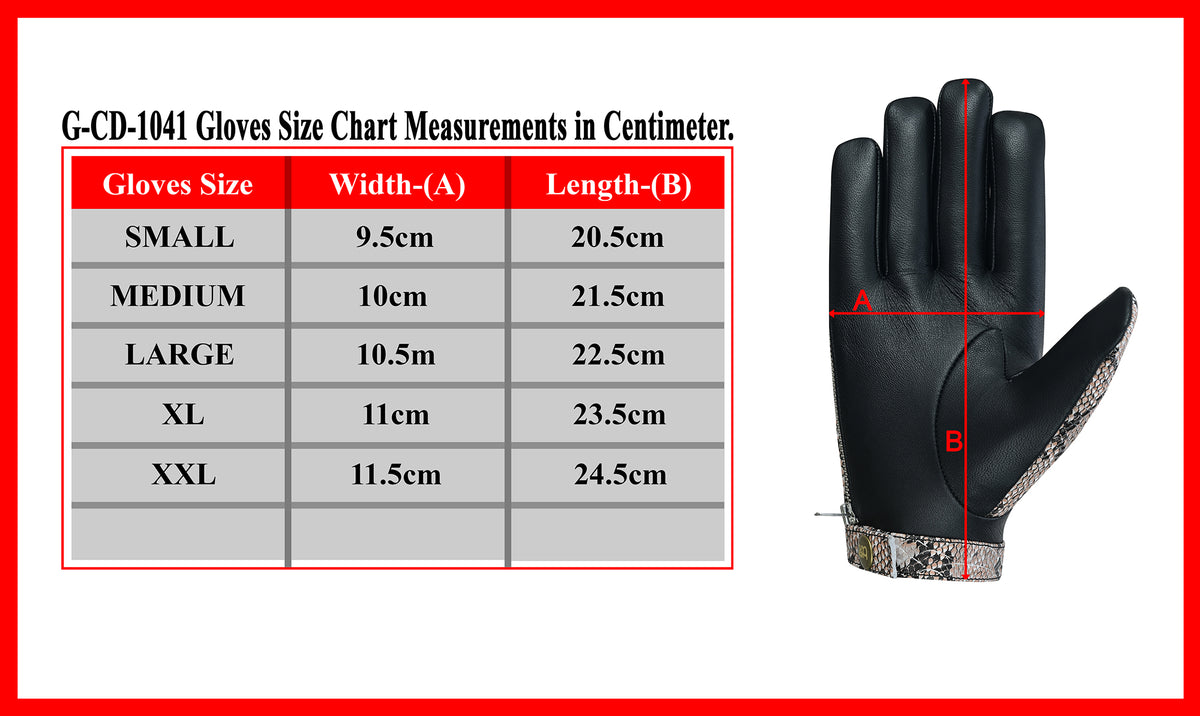 Men Python Snake Embossed Leather Gloves