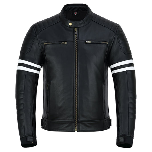 Men’s Premium Leather Motorcycle Jacket – Slim Fit Biker Style (Armor Sold Separately)