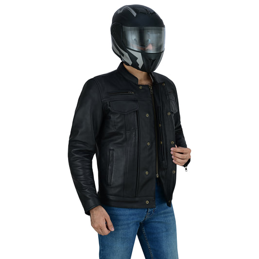 Men’s Motorcycle Leather Jacket-Road Phantom