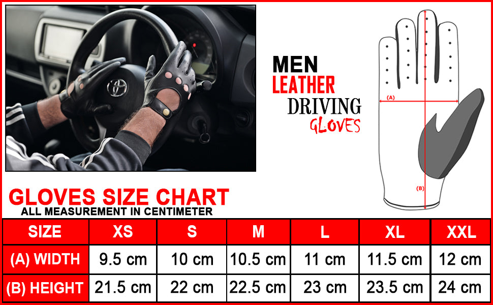 Men Leather Driving Full Finger Gloves