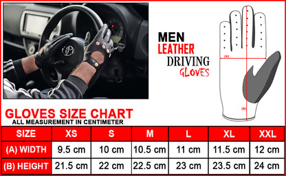 Men Leather Driving Full Finger Gloves