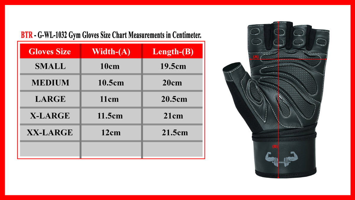 Weight Lifting Leather Gloves - Fingerless, Padded, Long Wrist Support Unisex Design For Men & Women