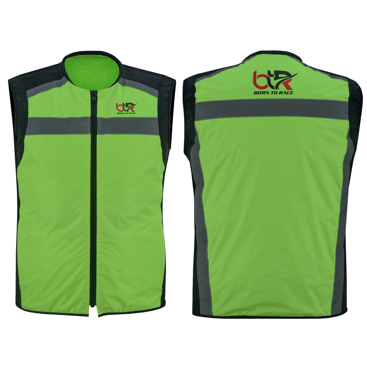 Hi-Vis Motorcycle Safety Vest with Reflective Stripes & Mesh Back