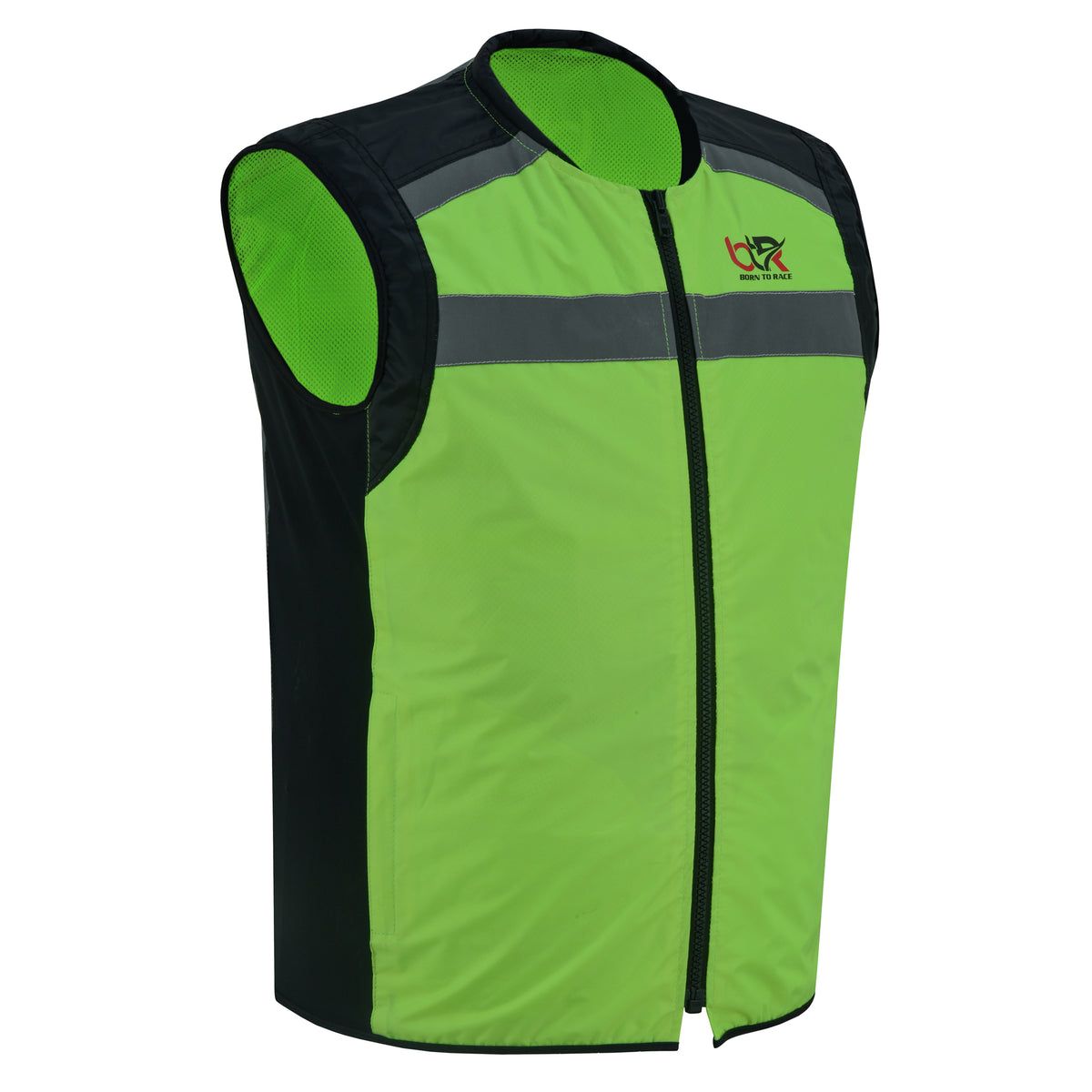 Hi-Vis Motorcycle Safety Vest with Reflective Stripes & Mesh Back