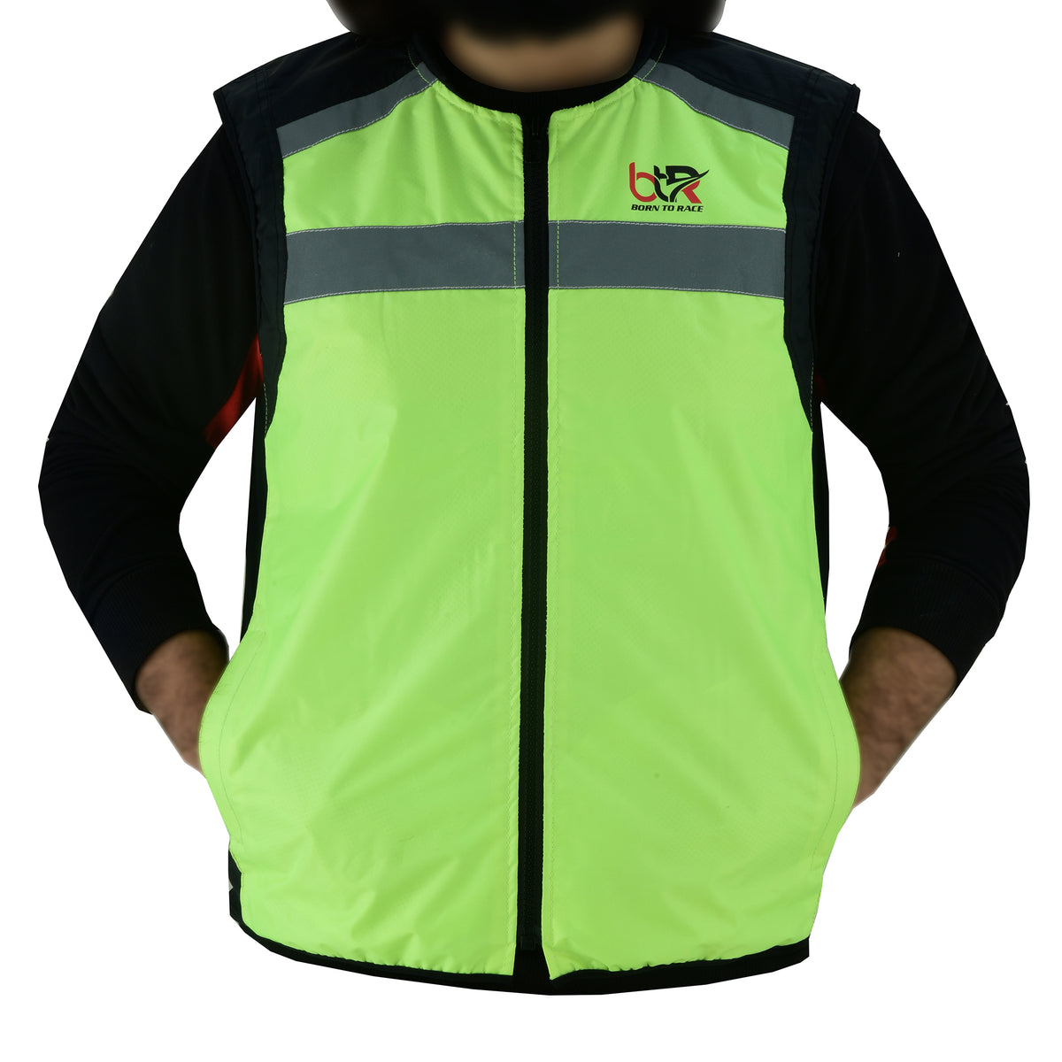Hi-Vis Motorcycle Safety Vest with Reflective Stripes & Mesh Back