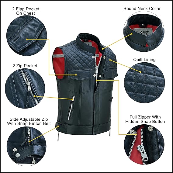 Quilted Leather Motorcycle Vest