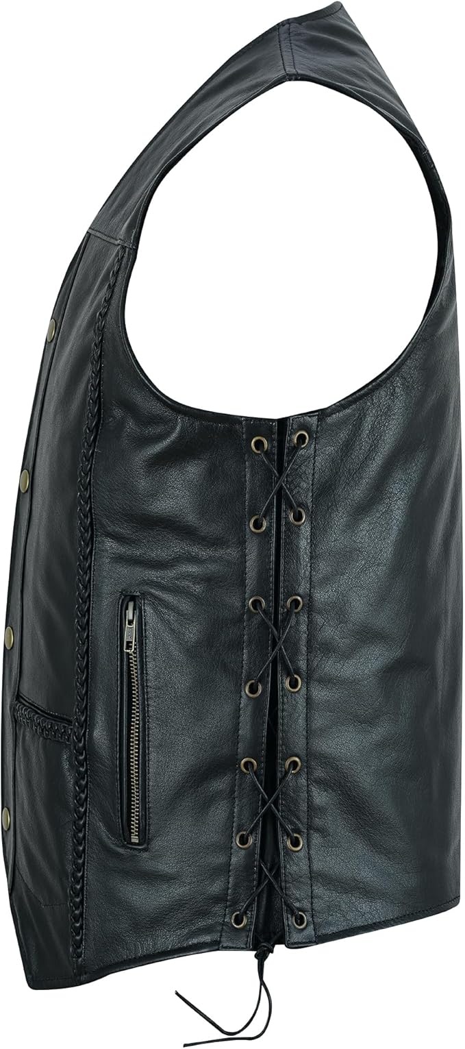 Leather Motorcycle Vest for Men