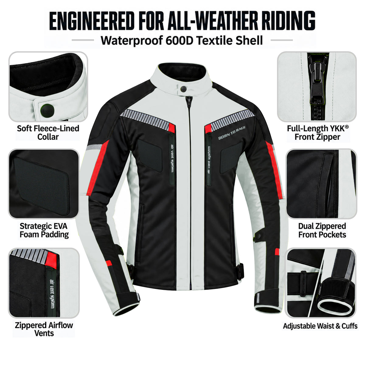 Men's Waterproof Cordura Motorcycle Jacket EVA - Touring & Riding