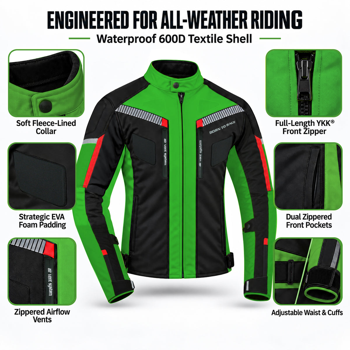 Men's Waterproof Cordura Motorcycle Jacket EVA - Touring & Riding
