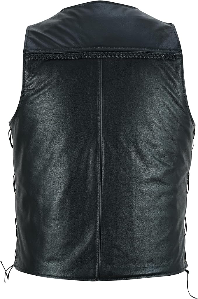Leather Motorcycle Vest for Men