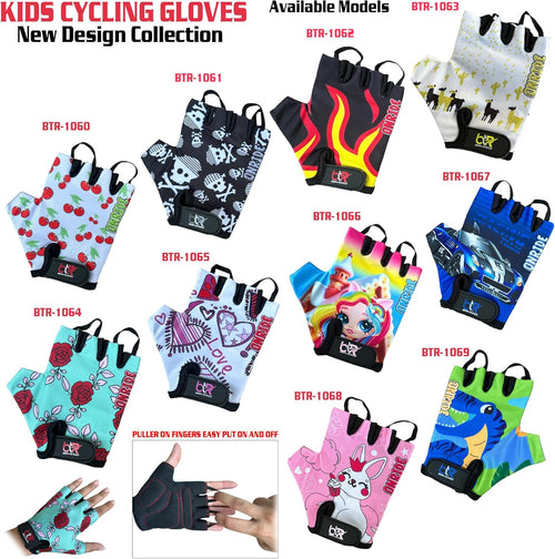 Kids Fingerless Cycling Gloves for Boys & Girls | Gel Padded Bike Gloves