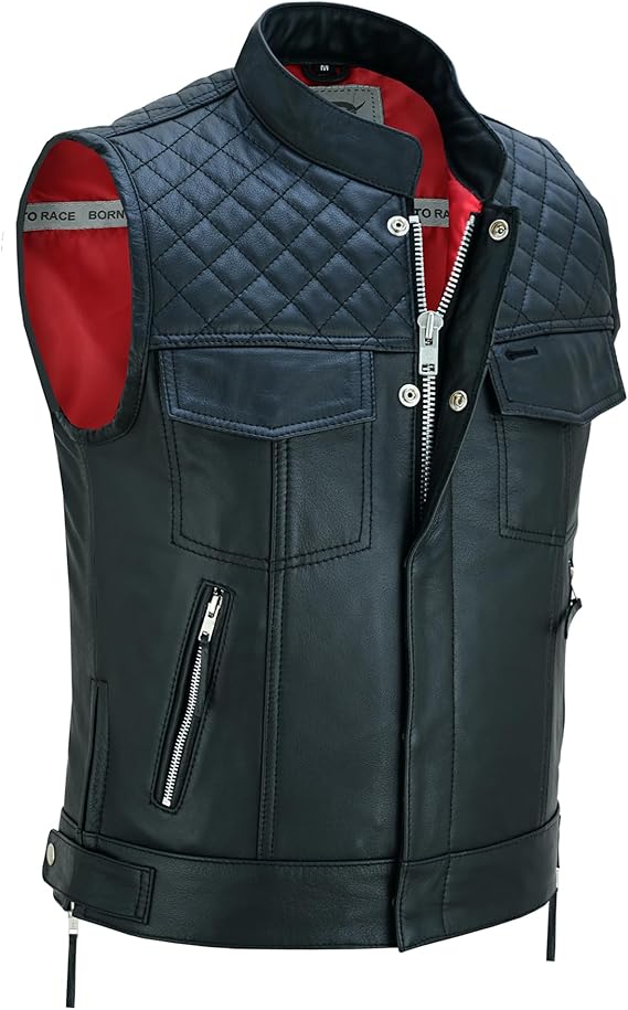 Quilted Leather Motorcycle Vest