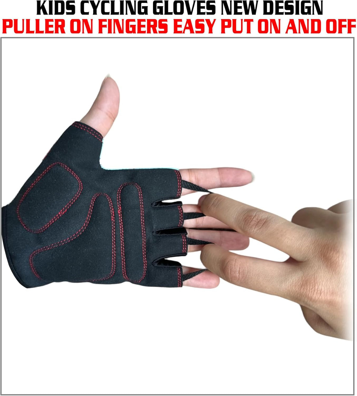 Kids Fingerless Cycling Gloves for Boys & Girls | Gel Padded Bike Gloves