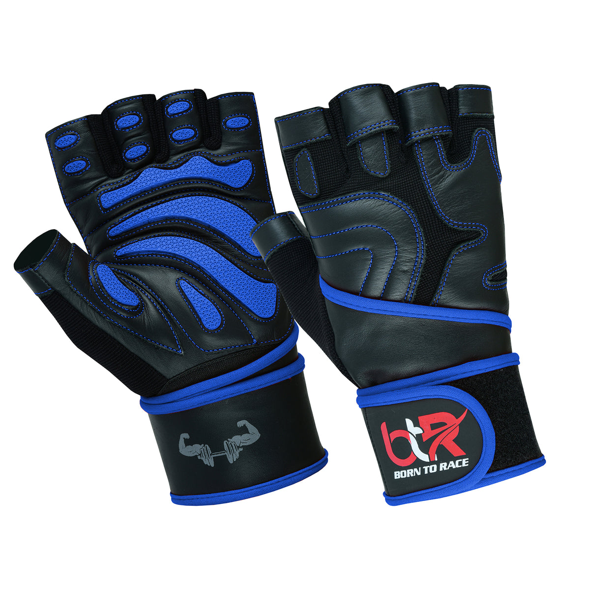 Weight Lifting Leather Gloves - Fingerless, Padded, Long Wrist Support Unisex Design For Men & Women