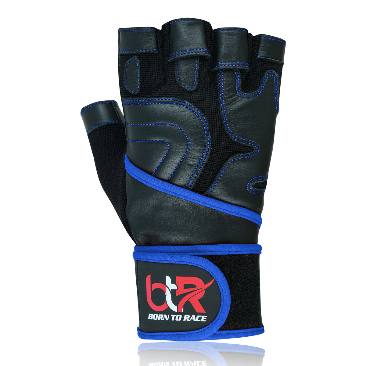 Weight Lifting Leather Gloves - Fingerless, Padded, Long Wrist Support Unisex Design For Men & Women