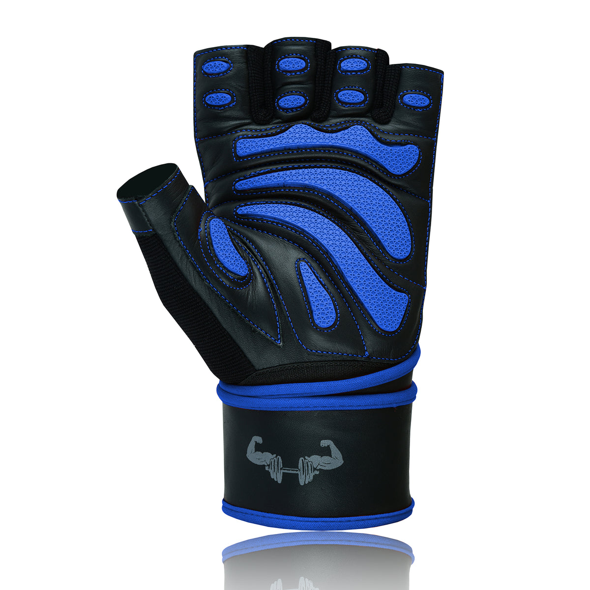 Weight Lifting Leather Gloves - Fingerless, Padded, Long Wrist Support Unisex Design For Men & Women