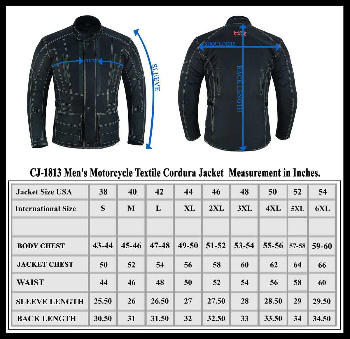 Men's Motorcycle Cordura Textile Waterproof 3/4 Armored Protectors Jacket