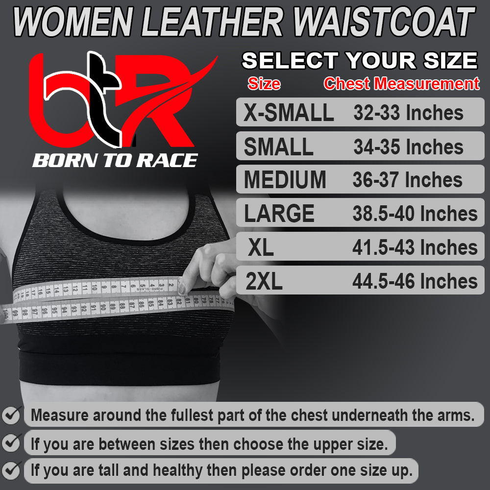 Stealth Women’s Leather Motorcycle Vest – Slim Fit Cowhide Biker Vest with Zip Closure Black