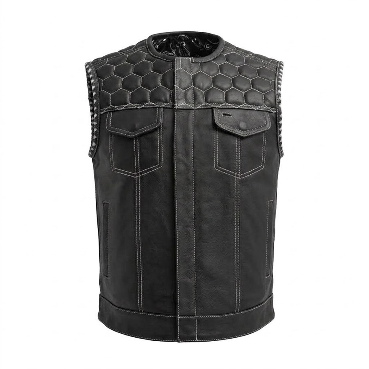 Revline - Men's Club Style Leather Motorcycle Vest