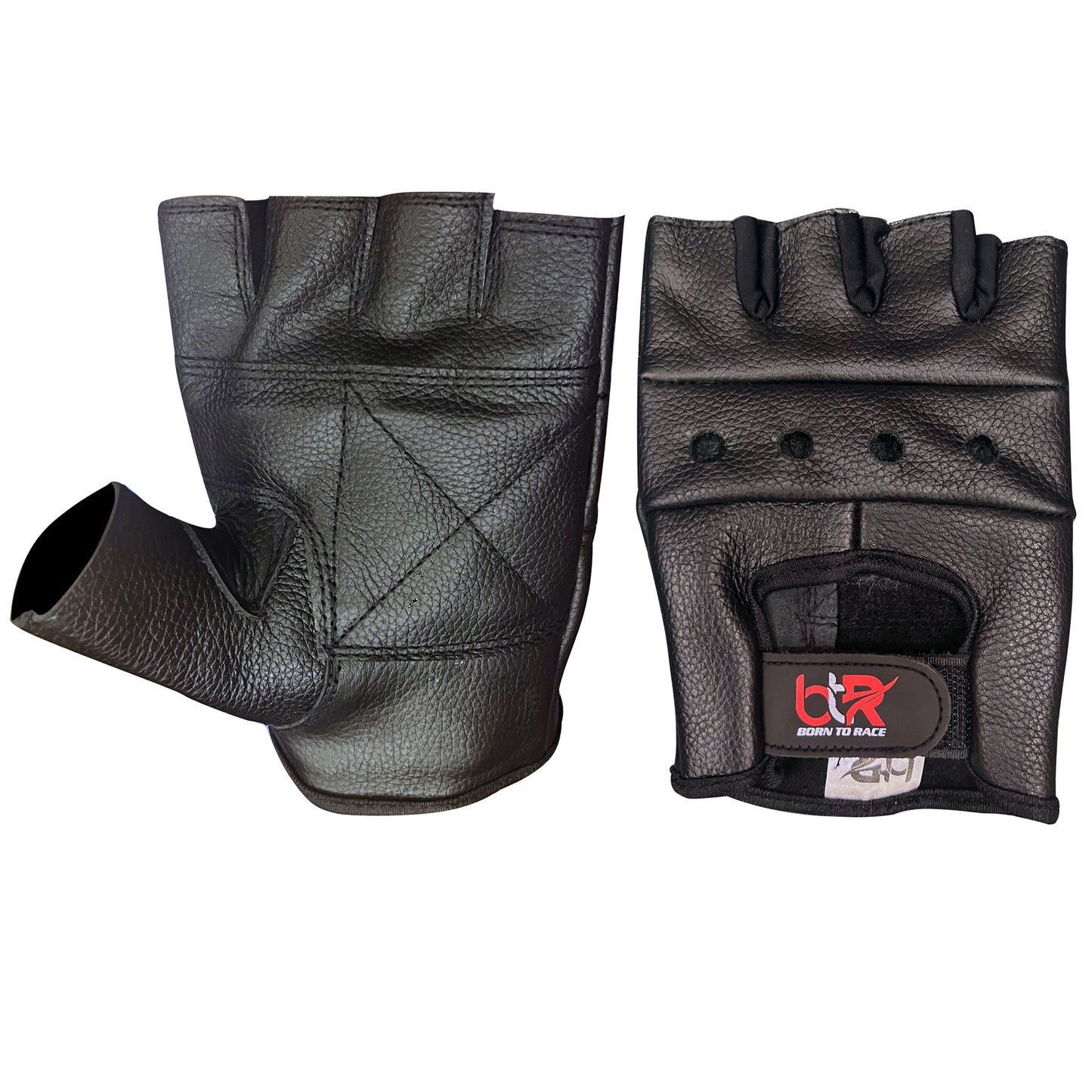 Premium Black Cowhide Leather Fingerless Driving Gloves – Durable & Stylish