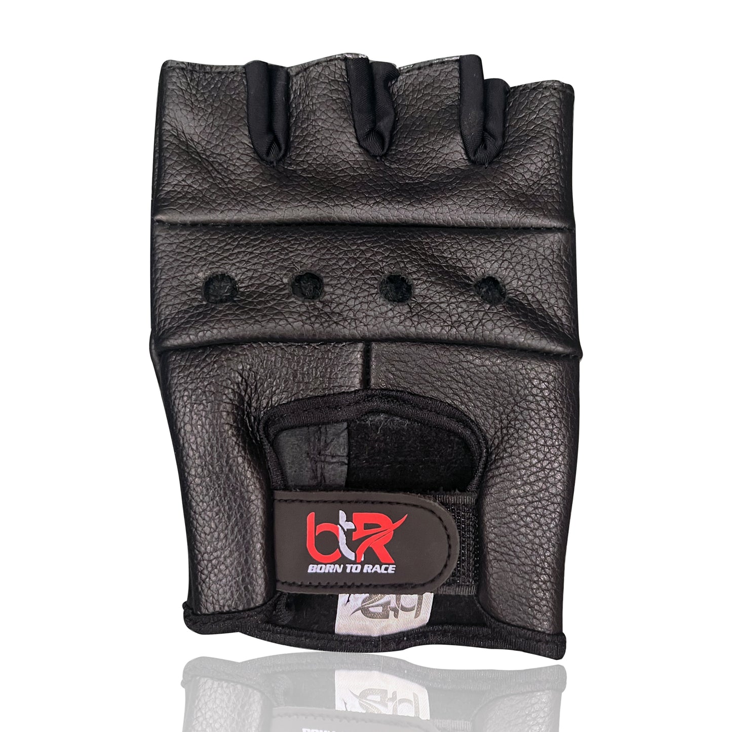 Premium Black Cowhide Leather Fingerless Driving Gloves – Durable & Stylish