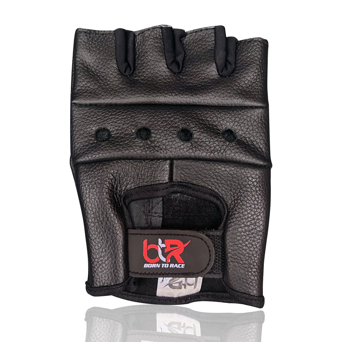 Premium Black Cowhide Leather Fingerless Driving Gloves – Durable & Stylish