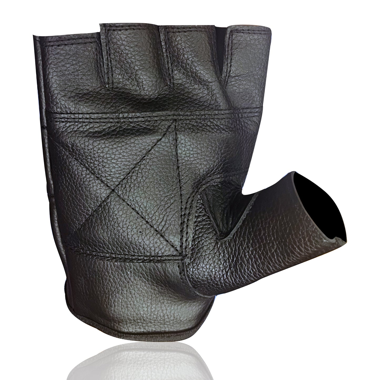 Premium Black Cowhide Leather Fingerless Driving Gloves – Durable & Stylish
