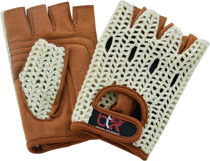 Men’s Fingerless Crochet Chauffeur Gloves – Padded Driving Gloves