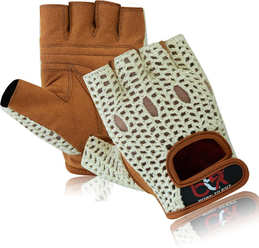 Men’s Fingerless Crochet Chauffeur Gloves – Padded Driving Gloves