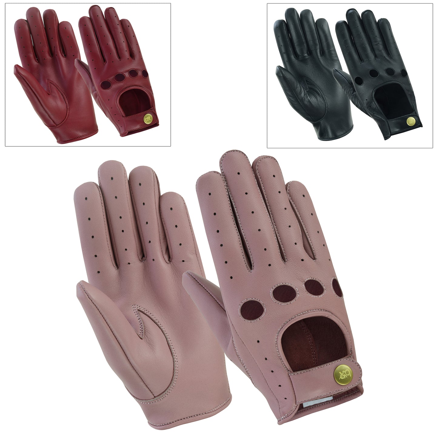 Women Leather Driving Full Finger Gloves