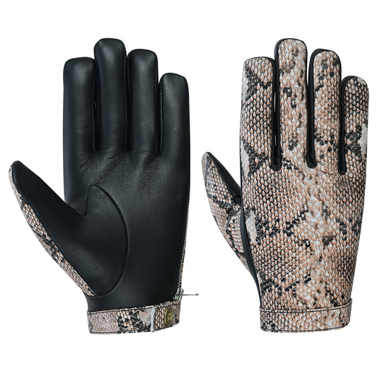 Men Python Snake Embossed Leather Gloves