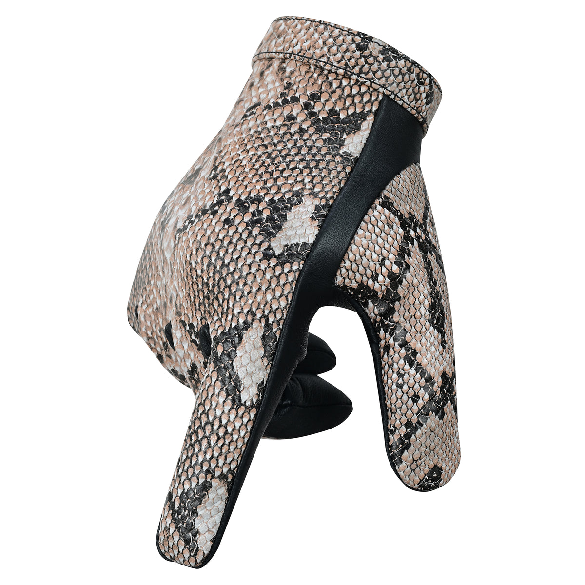 Men Python Snake Embossed Leather Gloves