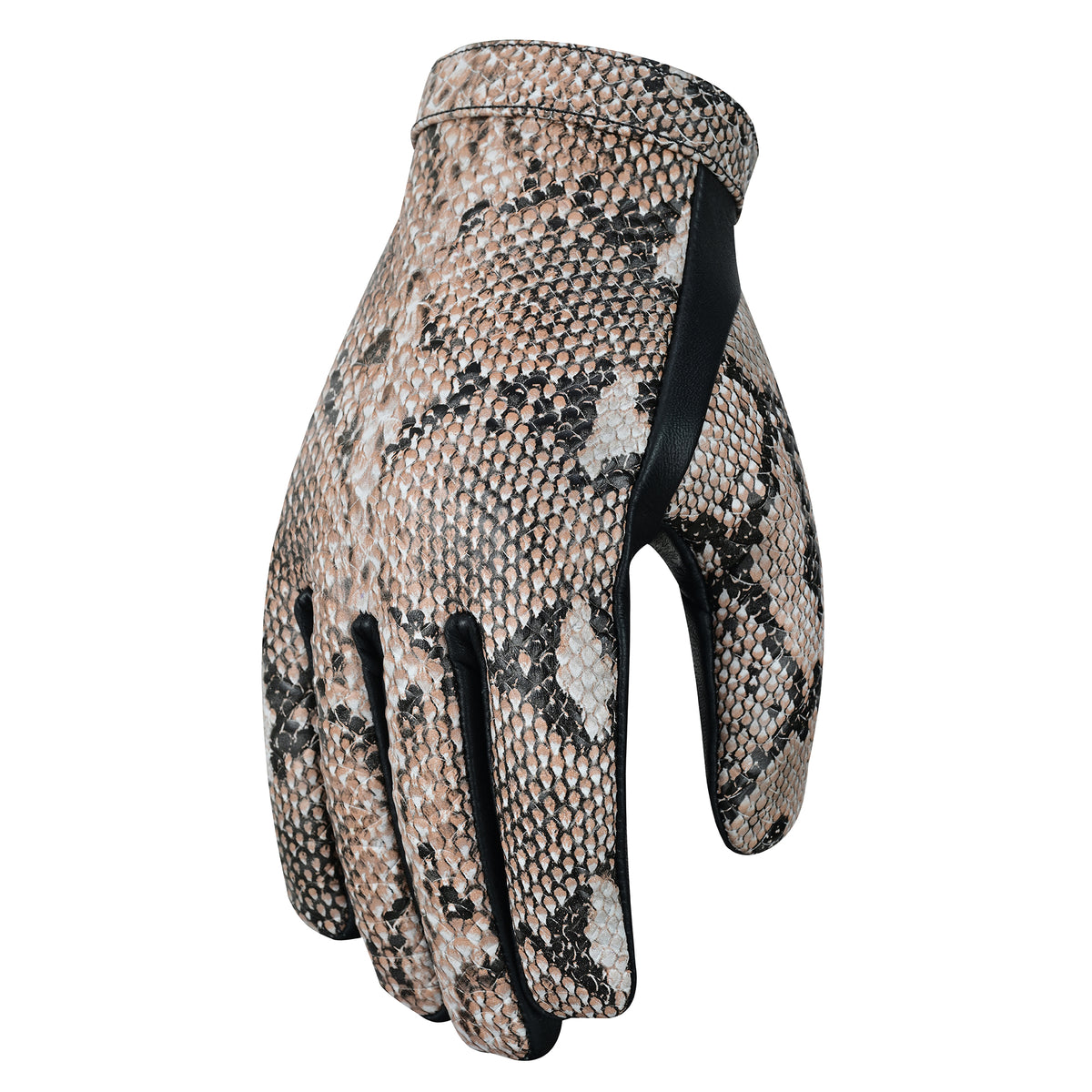 Men Python Snake Embossed Leather Gloves