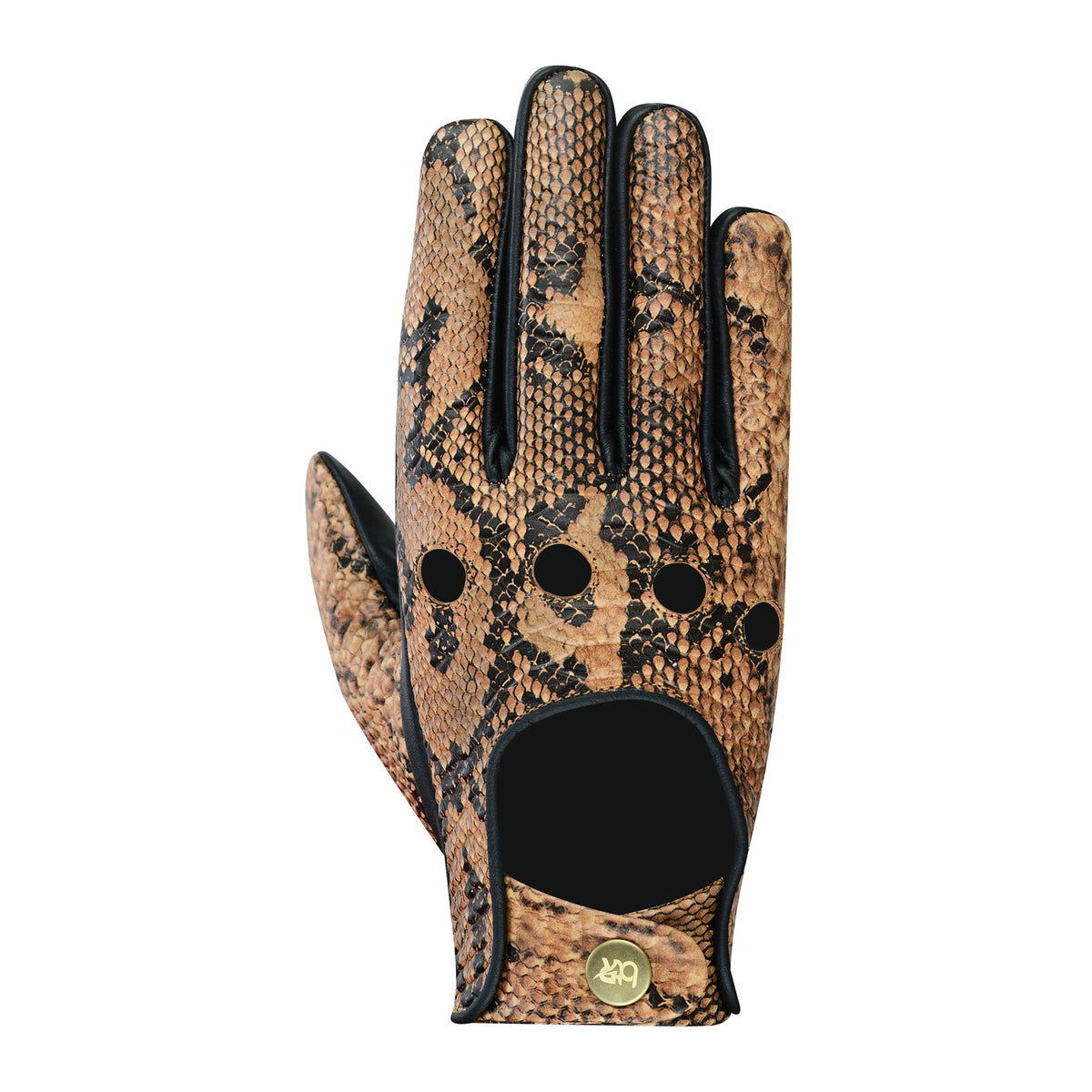 Men Python Snake Embossed Leather Gloves
