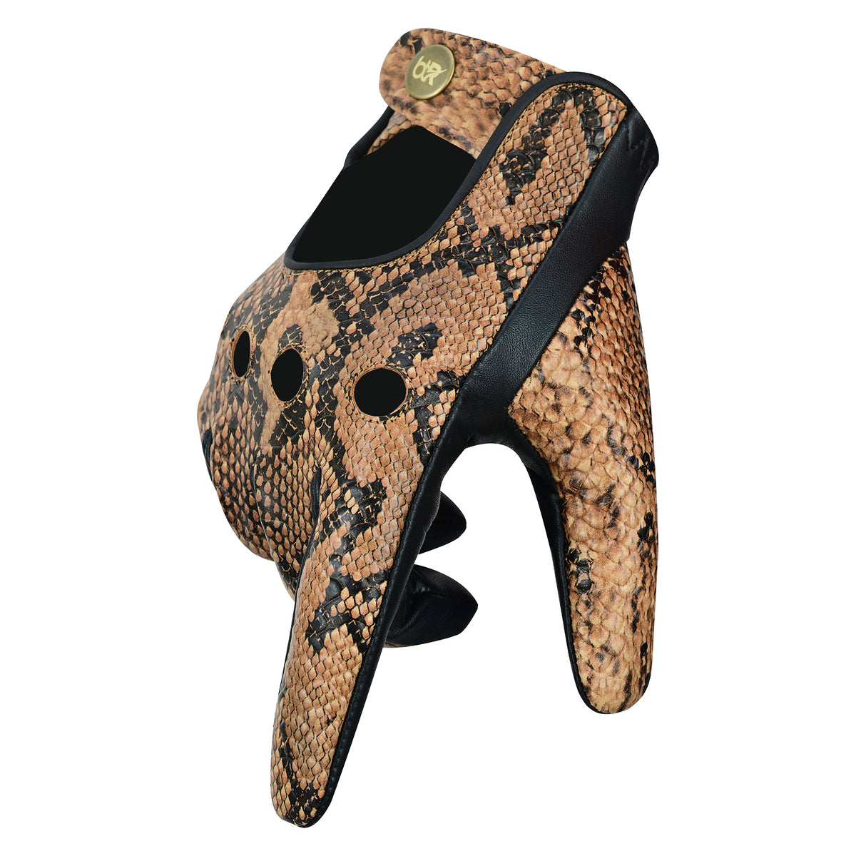 Men Python Snake Embossed Leather Gloves