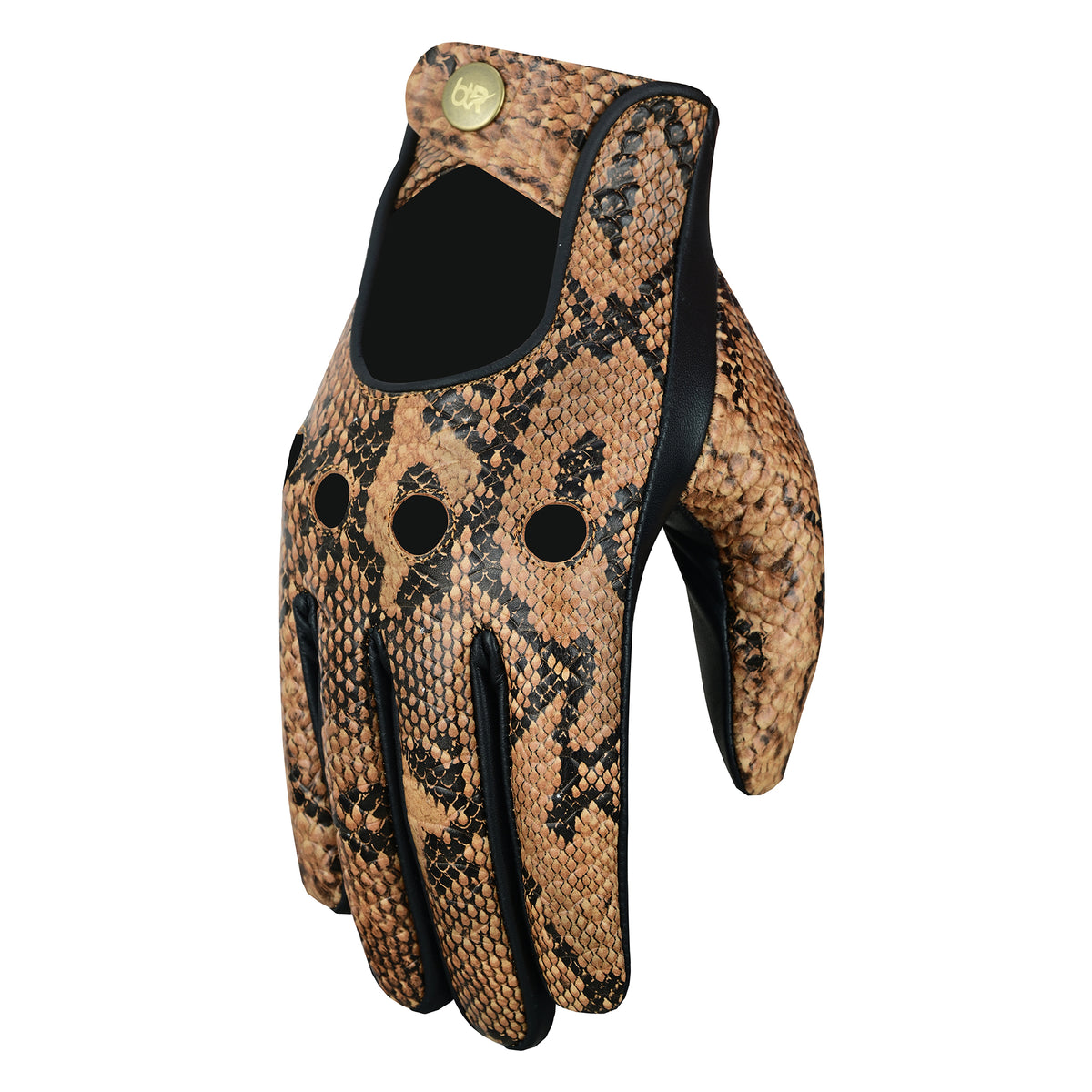 Men Python Snake Embossed Leather Gloves