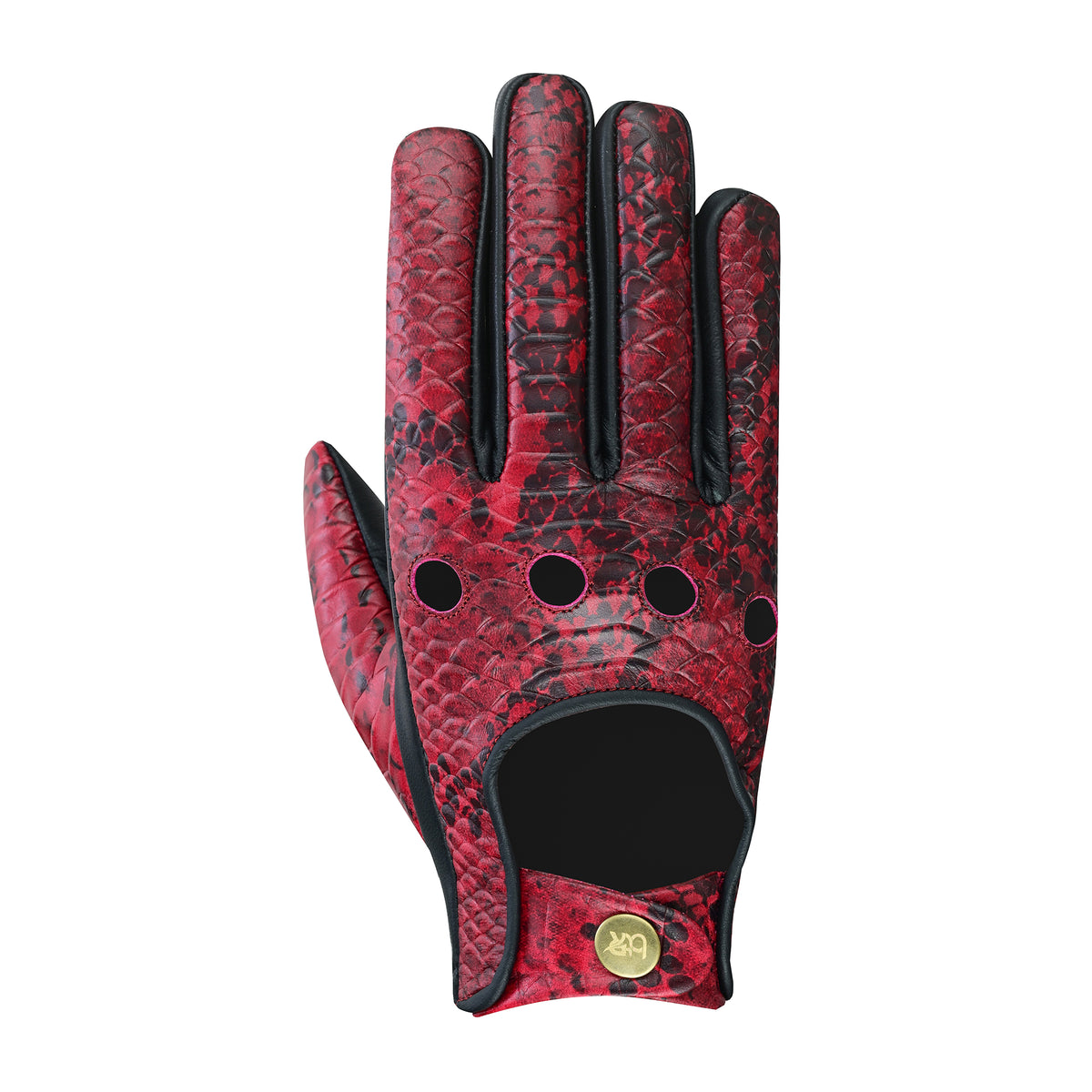 Men Python Snake Embossed Leather Gloves
