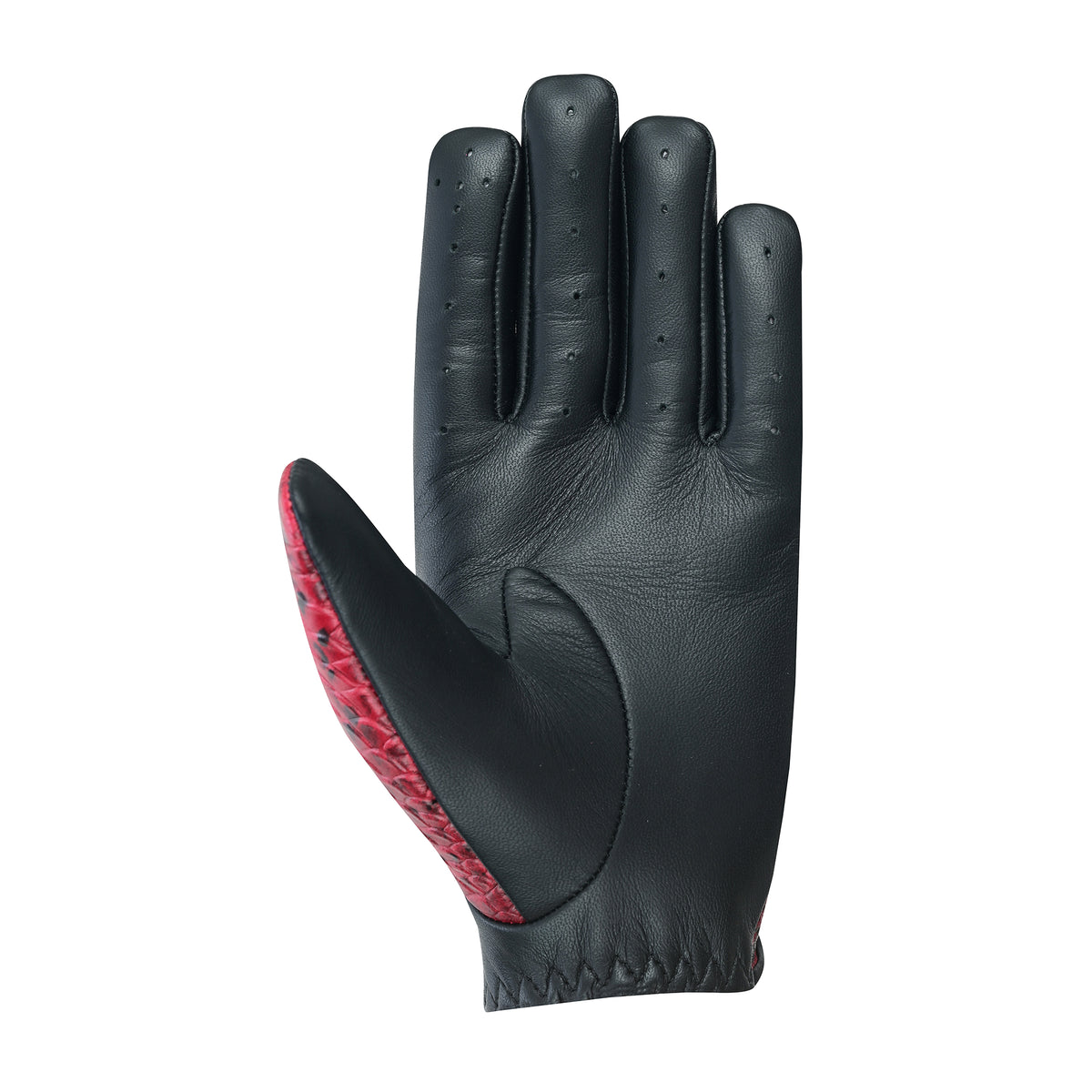 Men Python Snake Embossed Leather Gloves