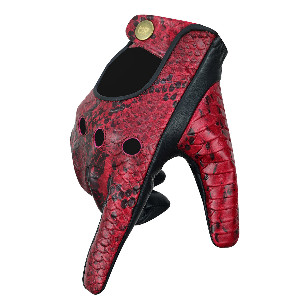 Men Python Snake Embossed Leather Gloves