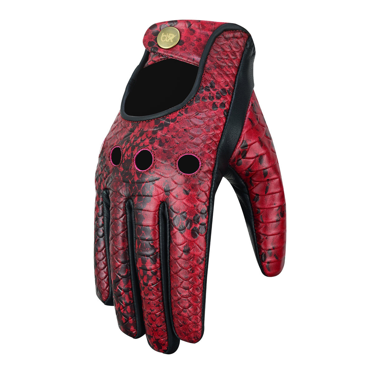 Men Python Snake Embossed Leather Gloves
