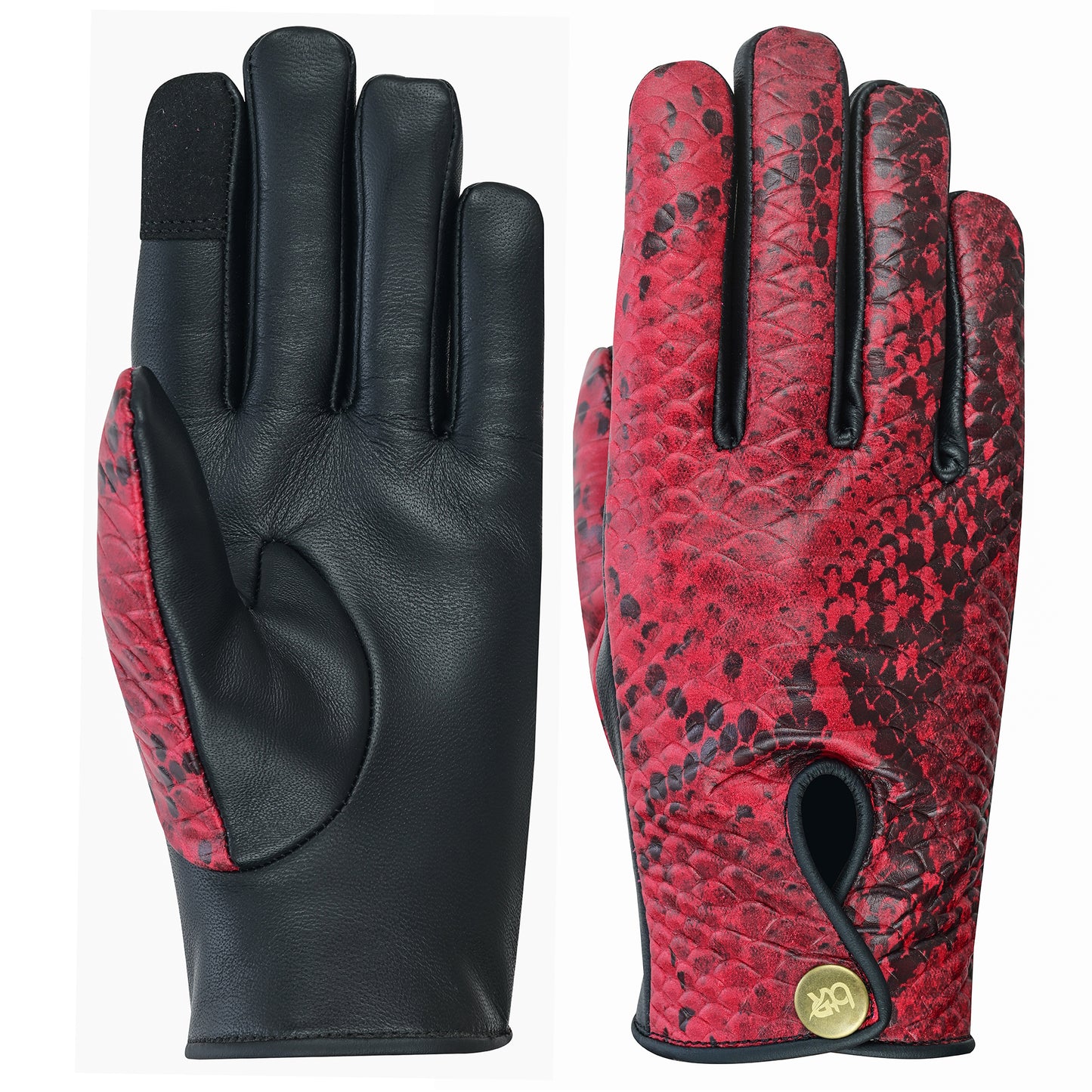 Women Python Snake Embossed Leather Dress Gloves