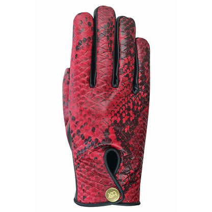 Women Python Snake Embossed Leather Dress Gloves