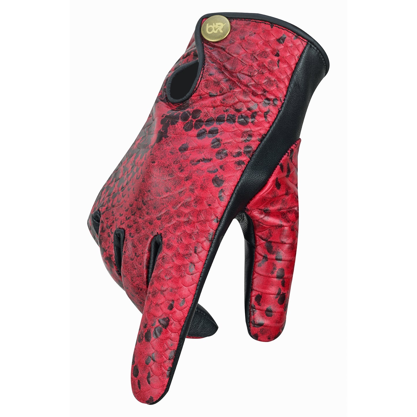 Women Python Snake Embossed Leather Dress Gloves