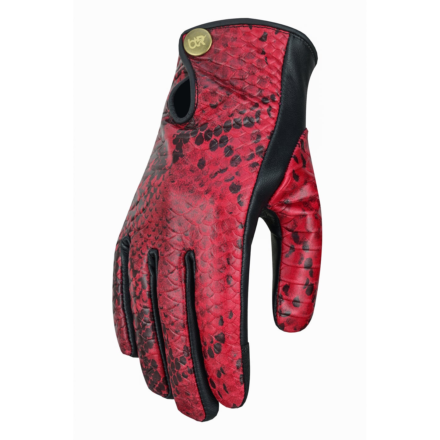 Women Python Snake Embossed Leather Dress Gloves